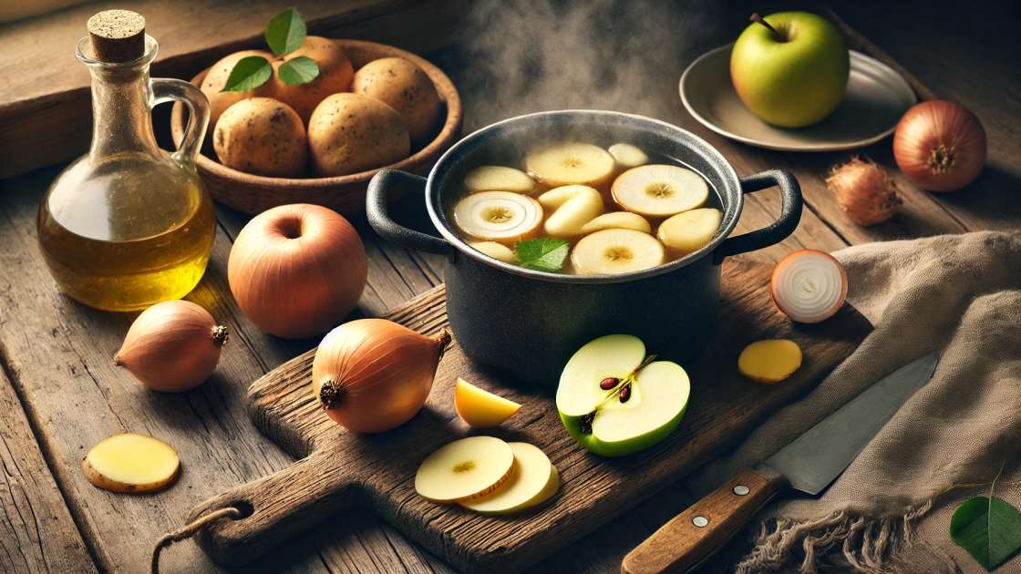 Remedio para la tos con cebolla, patata y manzana cruda