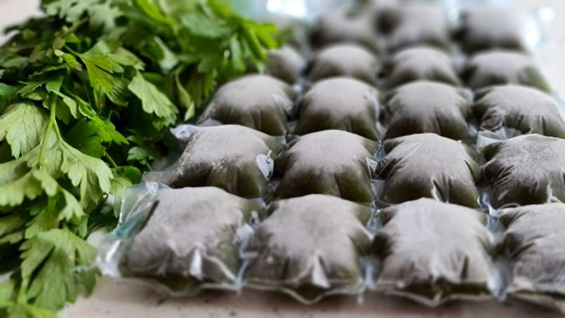 Zumo de perejil con lima en bolsas de hielo, foto 3
