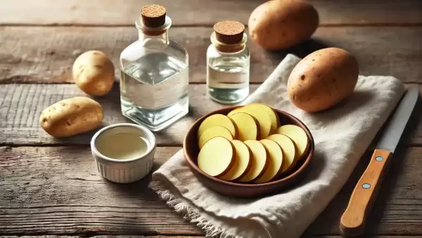 Cura rápida para el dolor de cabeza: patatas con vinagre y alcohol en una toalla