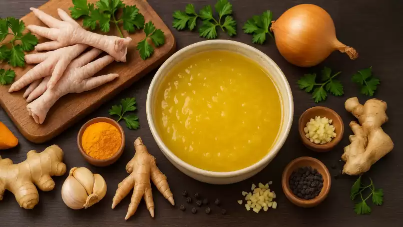 Colágeno natural de muslos de pollo con cúrcuma, jengibre y pimienta negra